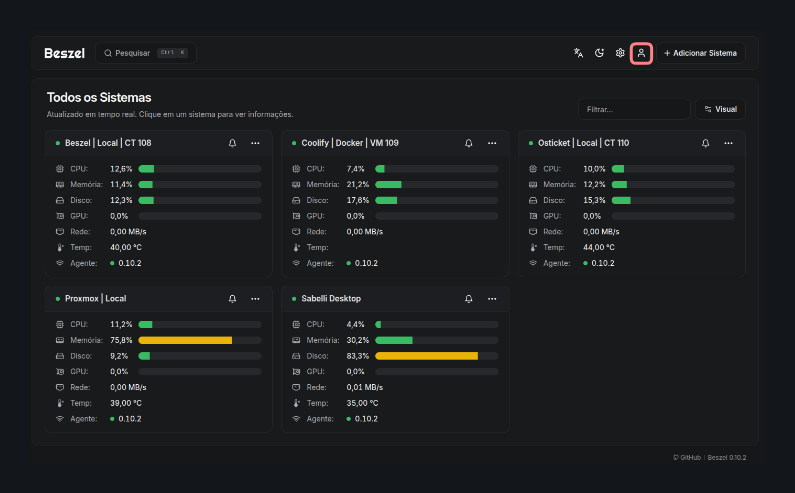 Acessar o Painel de Administração do Beszel