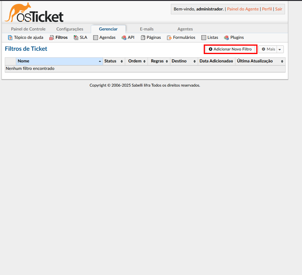Adicionar Novo Filtro