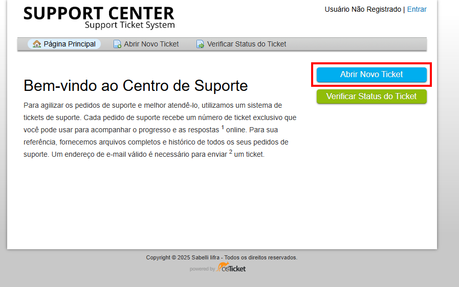 Abrir Novo Ticket