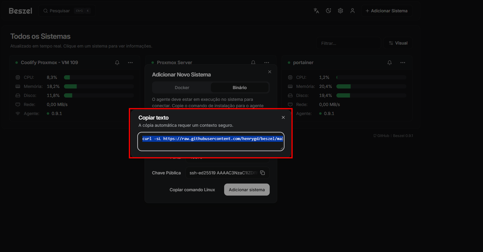 Janela com o conteúdo pré-selecionado: