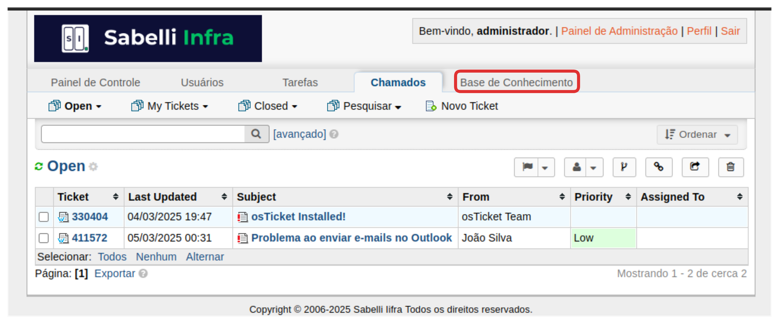 Acesse "Base de Conhecimento":