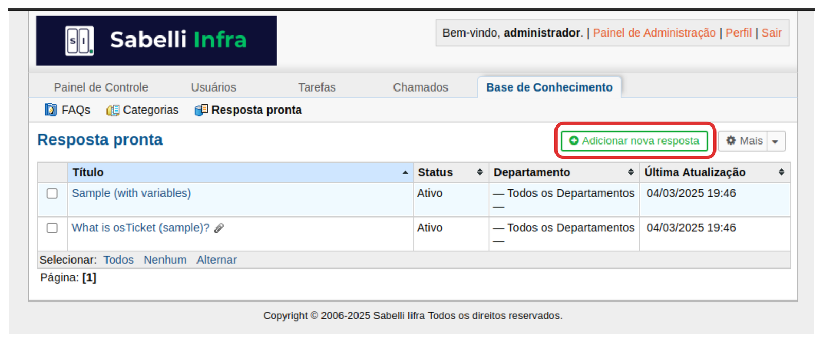 Clique em "Adicionar nova resposta":