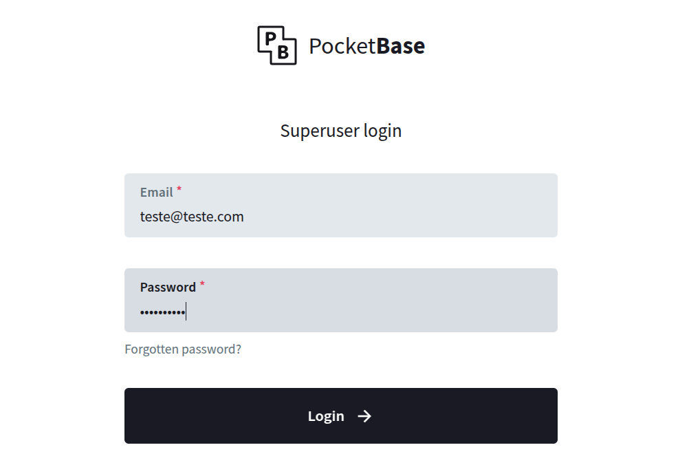 login no PocketBase - Beszel